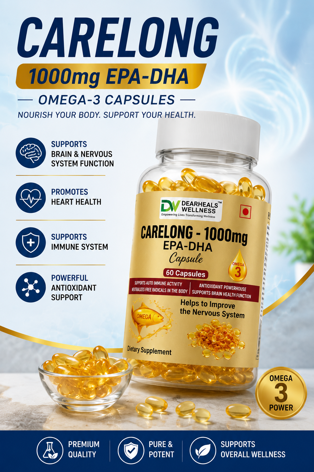 Carelong-1000(EPA-DHA) (60 Capsules)