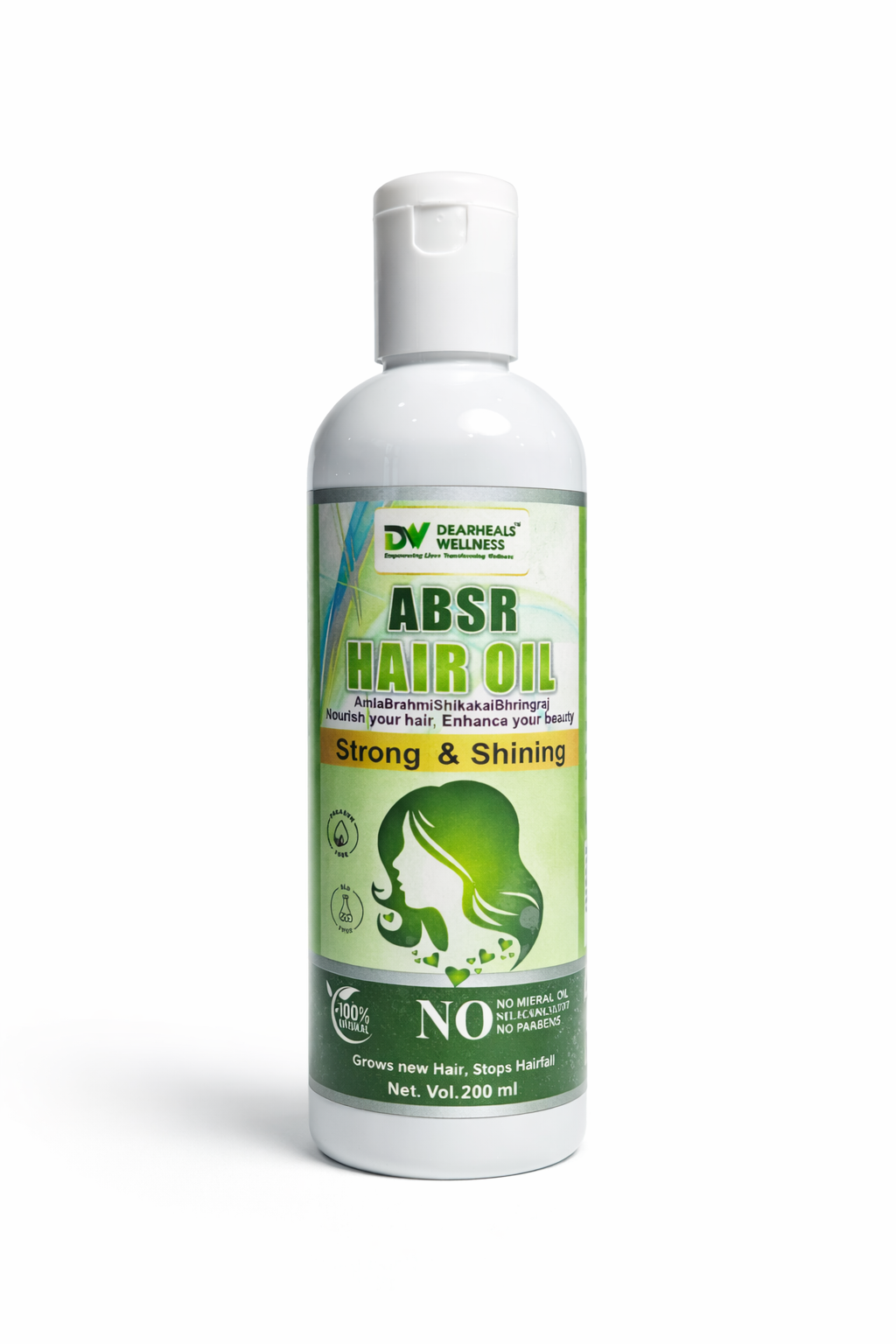 ABSR Herbal Hair Oil-200 ml Amla, Brahmi, Shikakai, Reetha (silicon, paraben free)